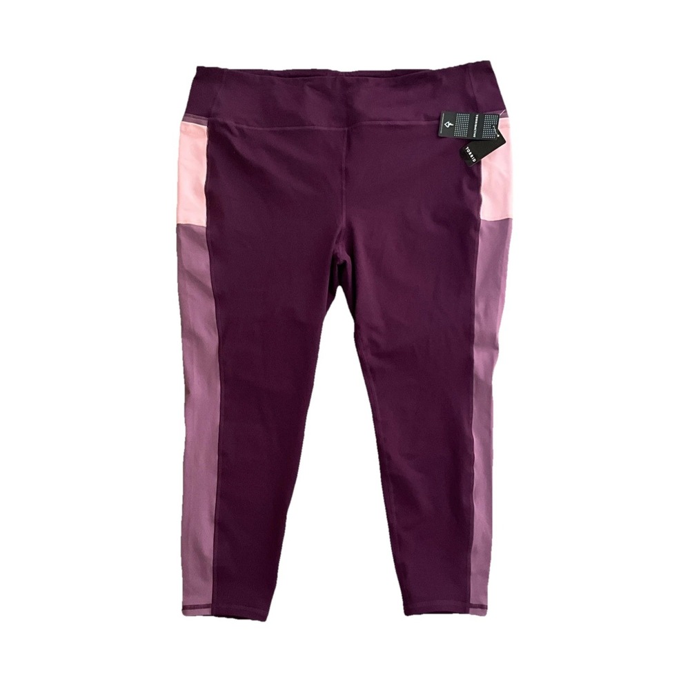 Torrid Active High Rise 7/8 Leggings Plum Colorblock Pockets Size 4X Stretch NWT